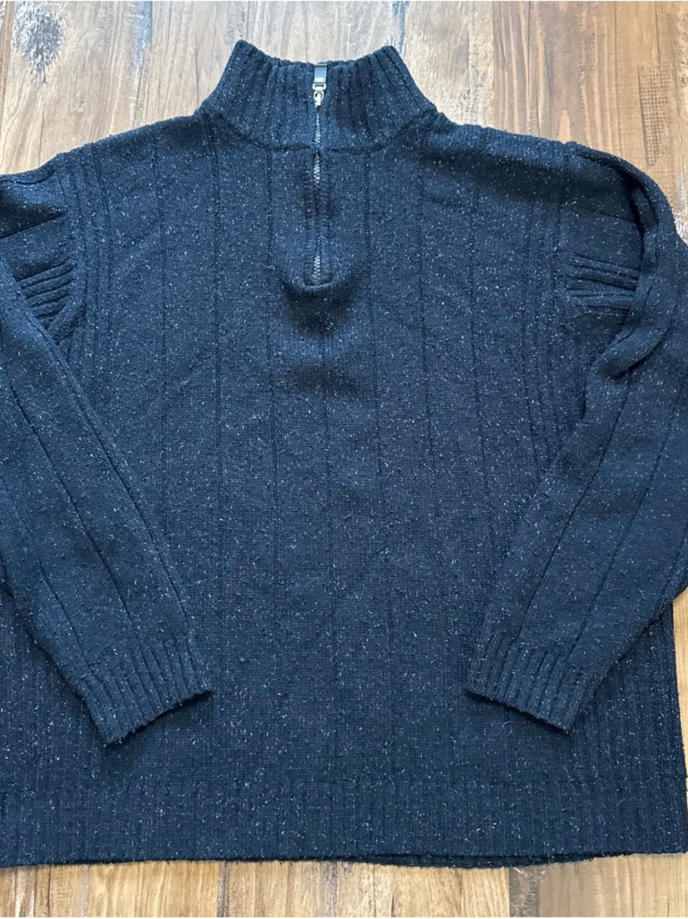 Men's Half-Zip Ribbed Sweater - Dark Navy